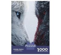 Jigsaw Puzzles for Teenagers 1000 Pieces Wolf Snow Confrontation Duality White Vs Black Wildlife Rivalry Adult Puzzles Toy Wall Decor But Fun And Humorous Unique Gifts for Birthday And Christmas 70x50