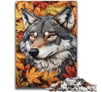 Jigsaw Puzzles for Teenagers 1000 Pieces Wolves And Fallen Leaves Educational Family Game Deal As Gifts for The Whole Family for And Age 14 Years Up 26x38cm