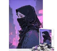 Jigsaw Puzzles for Teenagers 1000 Pieces Woman Veiled in Neon Educational Toy Funny Gift Impossible Game Improving Love between Couples Size 50x75cm