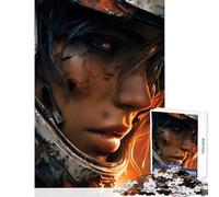 Jigsaw Puzzles for Teenagers 1000 Pieces Wounded Female Sci-Fi Warrior Portrait Toy Wall Decor Art Work Gift Family Game Parent-child Interaction Size 38x52cm