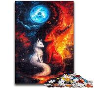 Jigsaw Puzzles for Teenagers 1000 Pieces Yin Yang Fox Puzzles for Adults,Challenging Family Activity Games DIY Toy for Home Wall Decor Gifts (75x50cm)