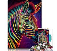 Jigsaw Puzzles for Teenagers 1000 Pieces Zebra in Colorful Art Puzzles for Adults,Stress Reliever Staycation Kill Time Parent-child Interaction (size 38x26cm)