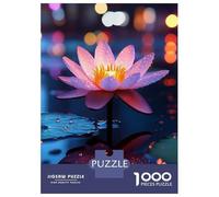 Jigsaw Puzzles for Teenagers 1000 Pink Lotus Flower in Water Reflection Puzzle for Adults Brain Teaser Game Analysis And Logic Stress Reduction Gifts 38x26cm/1000pcs