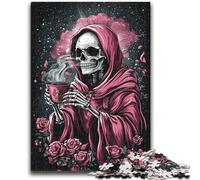 Jigsaw Puzzles for Teenagers 1000 Pink Skull Adult Puzzles,Stress Reliever Staycation Kill Time Parent-child Interaction (26x38cm)