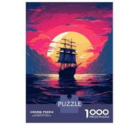 Jigsaw Puzzles for Teenagers 1000 Pirate Sunset Ship Pixel Adult Puzzles Hands-on Game Pattern Assembly Deal As Gifts for The Whole Family 38x26cm/1000pcs