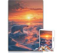 Jigsaw Puzzles for Teenagers 1000 Polar Bear Sunset Unique Challenge Game Tough Challenge Birthday Gifts Size 38x52cm