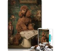 Jigsaw Puzzles for Teenagers 1000 Poodle in The Toilet Adult Jigsaw,Challenging Family Activity Games DIY Toy for Home Wall Decor Gifts (size 38x26cm)