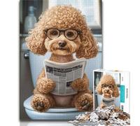 Jigsaw Puzzles for Teenagers 1000 Poodle on The Toilet 1000 Piece Puzzle,Stress Reliever Staycation Kill Time Wishlist with Santa Claus 75x50cm