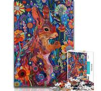 Jigsaw Puzzles for Teenagers 1000 Psychedelic Animal Squirrel Jigsaw,Learning Educational Toys Family Games Gifts for Friends And Family (size 38x26cm)