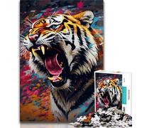 Jigsaw Puzzles for Teenagers 1000 Psychedelic Animal Tiger Adult Jigsaw,Challenging Game Toys Wall Decoration Unique Birthday And Xmas Gifts (size 75x50cm)