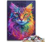 Jigsaw Puzzles for Teenagers 1000 Psychedelic Cat Educational Games Home Decoration for Is Ideal As A Gift for The Whole Family 50x75cm