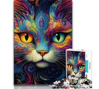 Jigsaw Puzzles for Teenagers 1000 Psychedelic Cat Teenager Puzzles,Challenging Game for Is Ideal As A Gift for The Whole Family 26x38cm