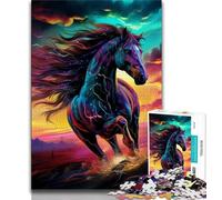 Jigsaw Puzzles for Teenagers 1000 Psychedelic Colored Horses Adult Jigsaw,Challenging Family Activity Games DIY Toy for Home Wall Decor Gifts (size 38x26cm)