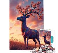 Jigsaw Puzzles for Teenagers 1000 Psychedelic Deer 1000 Piece Jigsaws Educational Toy Tough Challenge Beautiful Design Game (38x52cm)