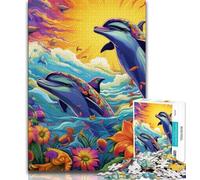 Jigsaw Puzzles for Teenagers 1000 Psychedelic Dolphin 1000 Piece Jigsaw,Family Activity Fun at Home Activities, Birthday Present,Travel Gifts (size 75x50cm)