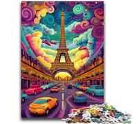 Jigsaw Puzzles for Teenagers 1000 Psychedelic Eiffel Toys Educational Games Stress Relieving Suitable for Desktop Decoration 50x75cm