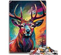 Jigsaw Puzzles for Teenagers 1000 Psychedelic Reindeer Teenager Puzzles,Challenging Game for Is Ideal As A Gift for The Whole Family (75x50cm)