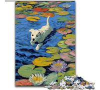 Jigsaw Puzzles for Teenagers 1000 Puppy in The Pond, for 14+ For Family Fun & Game Night Artists' Collection, Fine Arts 50x75cm