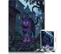 Jigsaw Puzzles for Teenagers 1000 Purple Lynx in The Night Staycation Kill Time Hands-on Game Secret Santa Gifts (size 38x26cm)