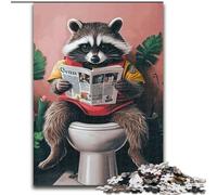 Jigsaw Puzzles for Teenagers 1000 Raccoon in The Toilet, for 14+ For Family Fun & Game Night Artists' Collection, Fine Arts 50x75cm