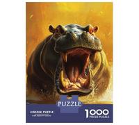 Jigsaw Puzzles for Teenagers 1000 Raging Hippo in Gold Light Puzzles for Adults Hands-on Game Stress Reliever Help The Brain Exercise 52x38cm/1000pcs
