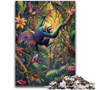 Jigsaw Puzzles for Teenagers 1000 Rainforest Gibbon 1000 Piece Puzzle,Learning Educational Toys Family Games Gifts for Friends And Family (38x26cm)