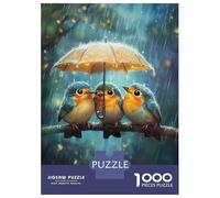 Jigsaw Puzzles for Teenagers 1000 Rainy Birds Under Umbrella Jigsaw Fun Games Perfect Decoration Deal As Gifts for The Whole Family 52x38cm/1000pcs