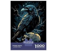 Jigsaw Puzzles for Teenagers 1000 Raven on Skull Adult Puzzles Hands-on Game Pattern Assembly Deal As Gifts for The Whole Family 70x50cm/1000pcs