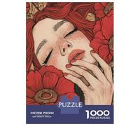 Jigsaw Puzzles for Teenagers 1000 Red Floral Beauty Puzzle for Adults Toy Wall Decor Stress Reliever Help The Brain Exercise 38x26cm/1000pcs