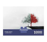 Jigsaw Puzzles for Teenagers 1000 Red Tree on Cliff Edge Adult Puzzles Brain Teaser Game Perfect Decoration Deal As Gifts for The Whole Family 52x38cm/1000pcs