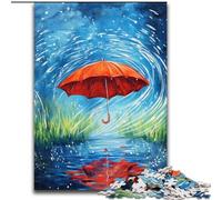 Jigsaw Puzzles for Teenagers 1000 Red Umbrella on A Rainy Day for Age 14+ Challenging To Complete But Fun And Humorous Great Gifts And Toys (size 26x38cm)