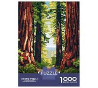 Jigsaw Puzzles for Teenagers 1000 Redwood California Forest Illustration Jigsaw Puzzle DIY Toys Difficult Hard Deal As Gifts for The Whole Family 38x26cm/1000pcs