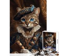Jigsaw Puzzles for Teenagers 1000 Regal Cat Portrait in Renaissance Style Educational Toy Great Gifts And Toys Fun Games Artists Collection, Fine Art Size 38x26cm