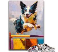 Jigsaw Puzzles for Teenagers 1000 Running Border Collie 1000 Pieces for Adults,Family Entertainment Toys with Matching Poster And Trivia Sheet (75x50cm)