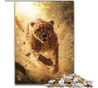 Jigsaw Puzzles for Teenagers 1000 Running Leopard, Challenging Difficult with Fully Interlocking Randomly Shaped Pieces (size 26x38cm)