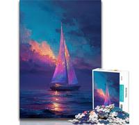 Jigsaw Puzzles for Teenagers 1000 Sailboat Art Oil Painting Teenager Jigsaw,Educational Stress Relief Toy Gifts for Friends And Family (size 75x50cm)