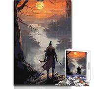 Jigsaw Puzzles for Teenagers 1000 Samurai Japan Sunset Enjoyable Quiet Leisure Activity Premium Accurate Edge Craft Toy Size 38x26cm