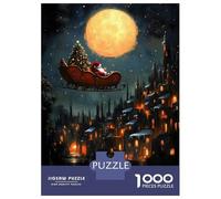Jigsaw Puzzles for Teenagers 1000 Santas Christmas Flight Christmas Jigsaws for Adults Brain Teaser Game Presents for Women Unique Birthday And Gifts 38x26cm/1000pcs