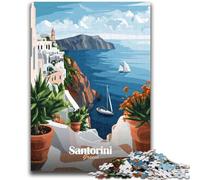 Jigsaw Puzzles for Teenagers 1000 Santorini Greece Travel Poster Educational Game Challenge Toy Wall Decoration Unique Birthday And Xmas Gifts (size 38x26cm)