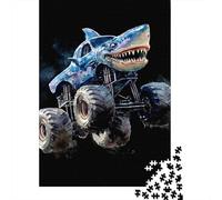 Jigsaw Puzzles for Teenagers 1000 Shark Monster Truck Art Print Adult Puzzles Hands-on Game Pattern Assembly Deal As Gifts for The Whole Family 70x50cm/1000pcs