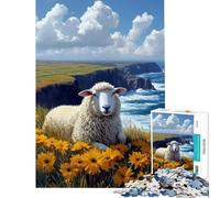 Jigsaw Puzzles for Teenagers 1000 Sheep in A Field of Flowers Difficult And Challenge Difficult Challenge Relaxing Games Suitable for Ages 14 And Up (38x26cm)
