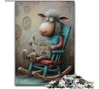Jigsaw Puzzles for Teenagers 1000 Sheep Reading Newspaper, Suitable for People Aged 14 And Above Educational Games Secret Santa Gifts (Size 50x75cm)