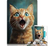 Jigsaw Puzzles for Teenagers 1000 Shocked Cat Adult Jigsaw,Challenging Game Toys Wall Decoration Unique Birthday And Xmas Gifts (size 38x26cm)