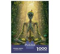 Jigsaw Puzzles for Teenagers 1000 Skeleton Meditating in Forest Jigsaw Fun Games Perfect Decoration Deal As Gifts for The Whole Family 38x26cm/1000pcs