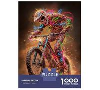 Jigsaw Puzzles for Teenagers 1000 Skeleton Motocross Rider Jigsaws for Adults Brain Teaser Game Presents for Women Unique Birthday And Gifts 52x38cm/1000pcs
