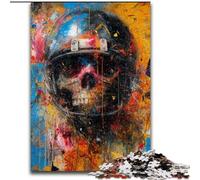 Jigsaw Puzzles for Teenagers 1000 Skull Helmet, Educational Games Home Decoration Is Ideal As A Gift for The Whole Family (Size 50x75cm)