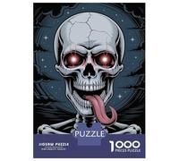 Jigsaw Puzzles for Teenagers 1000 Skull with Glowing Eyes And Tongue Jigsaw Fun Games Perfect Decoration Deal As Gifts for The Whole Family 70x50cm/1000pcs
