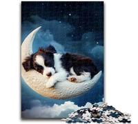 Jigsaw Puzzles for Teenagers 1000 Sleeping Border Collie Teenager Puzzles,Challenging Game for Is Ideal As A Gift for The Whole Family (26x38cm)
