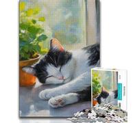 Jigsaw Puzzles for Teenagers 1000 Sleeping Cat Teenager Puzzles,Challenging Game for Is Ideal As A Gift for The Whole Family 26x38cm