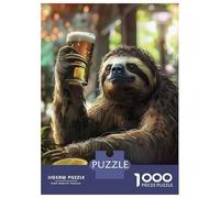 Jigsaw Puzzles for Teenagers 1000 Sloth Drinking Beer Puzzle for Adults Toy Wall Decor Stress Reliever Help The Brain Exercise 52x38cm/1000pcs